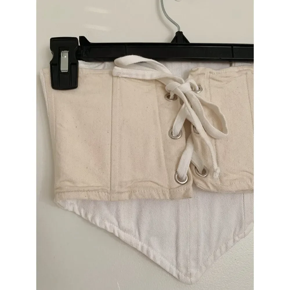Bone White EB Denim x Revolve Denim Corset S - Picture 8 of 10